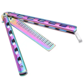 Rainbow Foldable Comb Stainless Steel Practice Training Butterfly Knife Comb Beard & Moustache Brushes Hairdressing Styling Tool
Rainbow Foldable Comb Stainless Steel Practice Training Butterfly Knife Comb Beard & Moustache Brushes Hairdressing Styling Tool