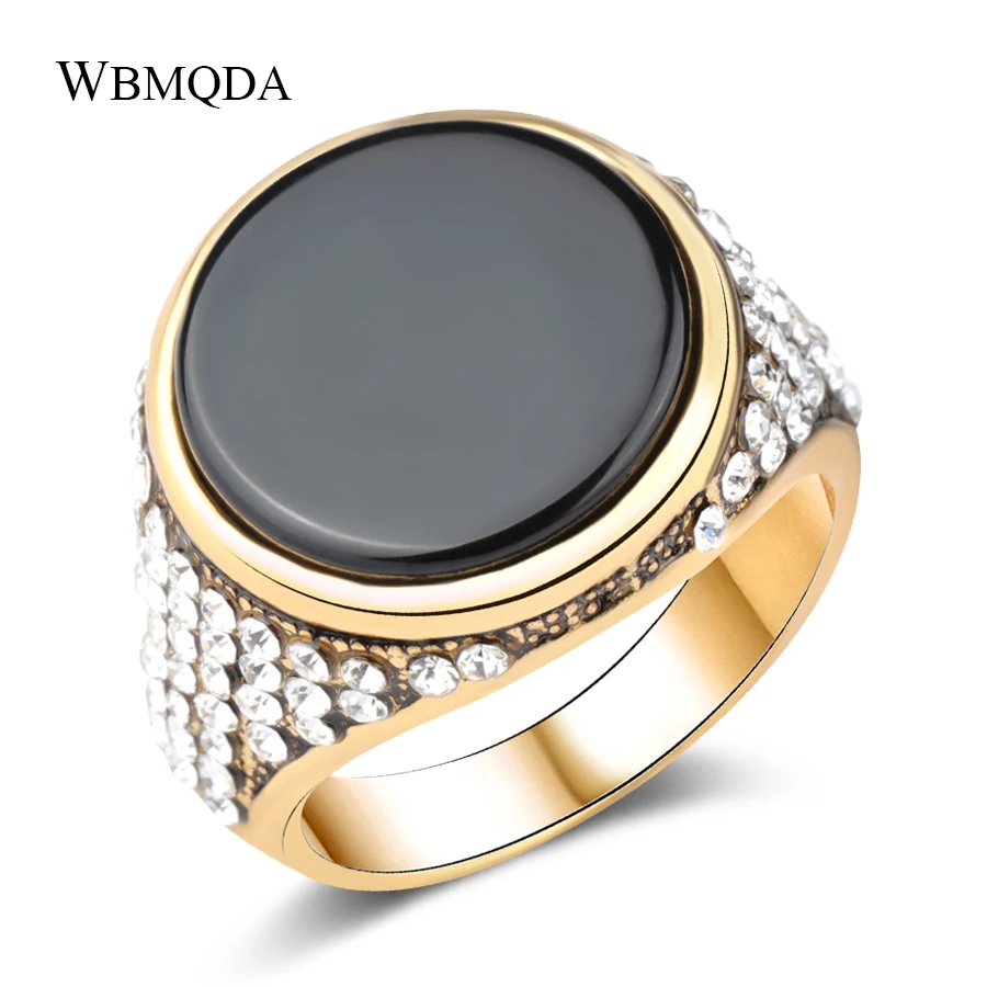 Kinel Fashion Dubai Gold Crystal Ring Men Wedding Paty Accessories Punk Black Ring Vintage Jewelry Wholesale 2018 New
Kinel Fashion Dubai Gold Crystal Ring Men Wedding Paty Accessories Punk Black Ring Vintage Jewelry Wholesale 2018 New
