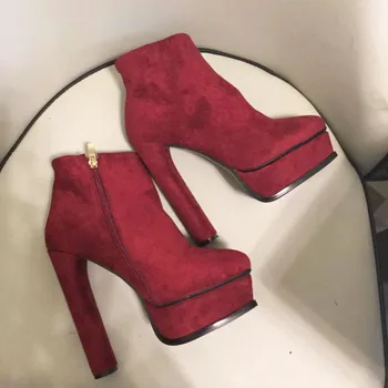 Chunky Heel Patform Ankle Boots Brown Black Burgundy Suede Zipper Short Booties Motorcycle High Heel Shoes
Chunky Heel Patform Ankle Boots Brown Black Burgundy Suede Zipper Short Booties Motorcycle High Heel Shoes