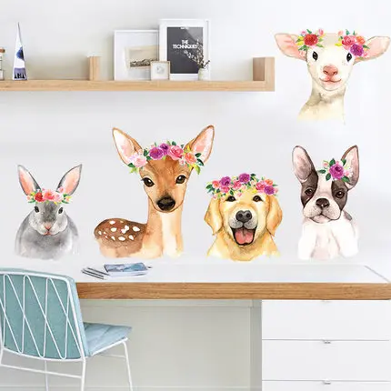 DIY мультфильм животных дети наклейки на стену креативный олень детская комната