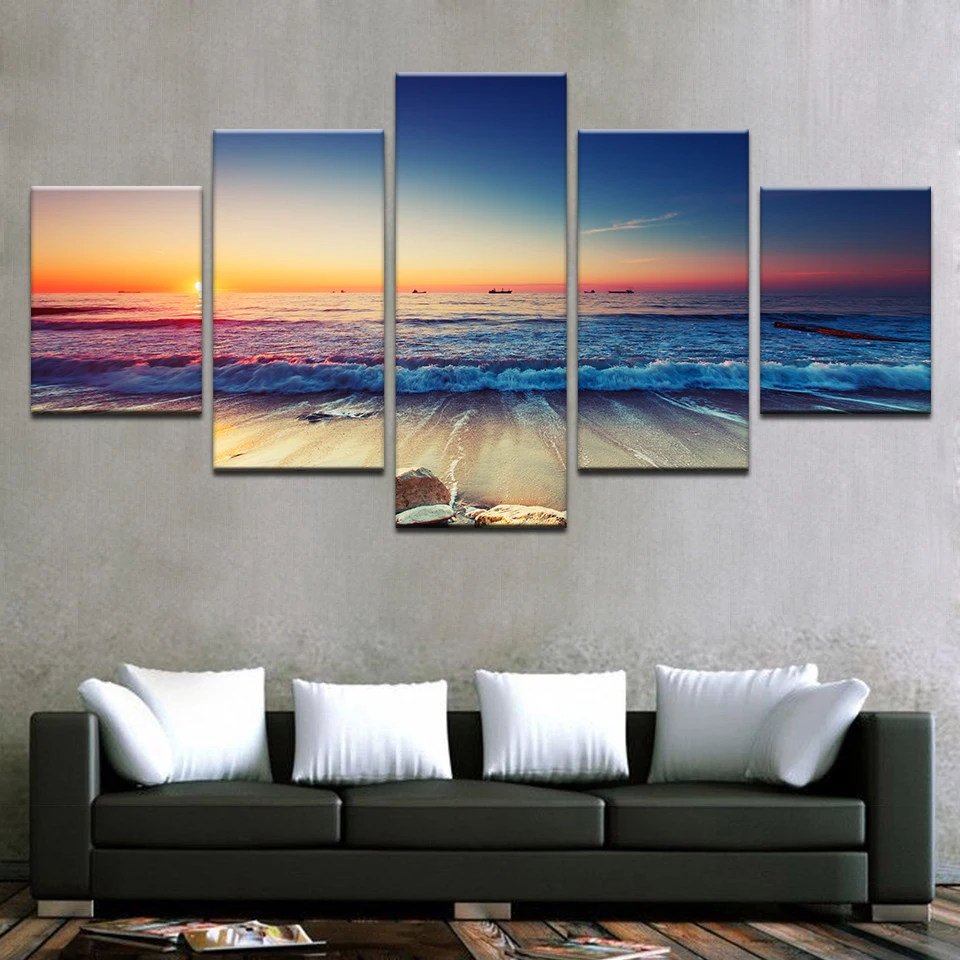 Home Decor HD Printed Wall Art High Quality Canvas 5 Pieces Sunset Beach Sea Waves Seascape Picture Poster Living Room Framework
Home Decor HD Printed Wall Art High Quality Canvas 5 Pieces Sunset Beach Sea Waves Seascape Picture Poster Living Room Framework