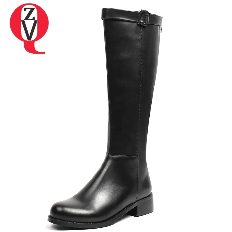 ZVQ 2018 new fashion round toe high quality genuine leather shoes women med square heel zipper black knee high boots size 34-42
ZVQ 2018 new fashion round toe high quality genuine leather shoes women med square heel zipper black knee high boots size 34-42