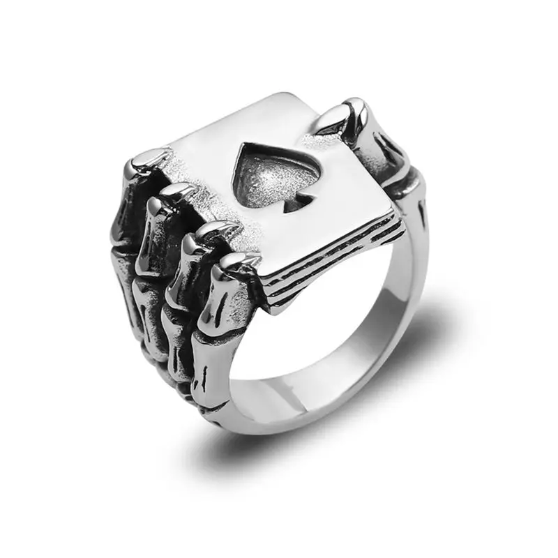 Vintage Playing Card Design Rings For Men Gothic Skull Hand Claw Poker Ring Antique Silver Color Classic Cool Lovers Jewelry
Vintage Playing Card Design Rings For Men Gothic Skull Hand Claw Poker Ring Antique Silver Color Classic Cool Lovers Jewelry
