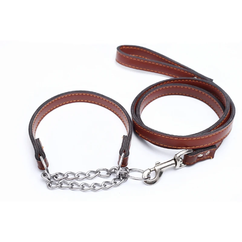 Wholesale Good Quality Wide Leather Collars Traction Rope Pet Three Thick Leather Dog Leash Set Chain & Collar
Wholesale Good Quality Wide Leather Collars Traction Rope Pet Three Thick Leather Dog Leash Set Chain & Collar