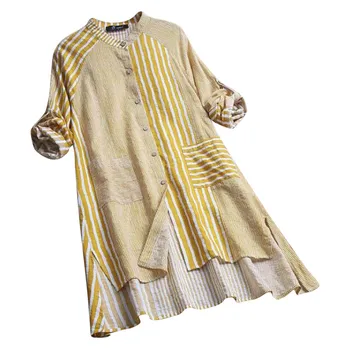 Women Plus Size Fashion Blouses Striped Print Long Sleeve Tops Cotton And Linen Material Button Casual Office Blusa J3
Women Plus Size Fashion Blouses Striped Print Long Sleeve Tops Cotton And Linen Material Button Casual Office Blusa J3