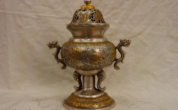 Collectible bronze lion statue S1035 China Folk White Copper Silver Two Beast Dragon Elephant Censer incense burner (B0413)
Collectible bronze lion statue S1035 China Folk White Copper Silver Two Beast Dragon Elephant Censer incense burner (B0413)