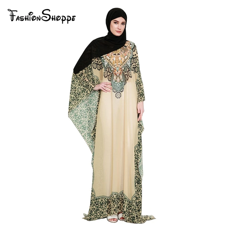 Middle East Burqa Muslim Women Fashion O-Neck Long Bat Sleeve Chiffon Casual Loose Print Long Dress Eid Robe Gown Baju Kurung
Middle East Burqa Muslim Women Fashion O-Neck Long Bat Sleeve Chiffon Casual Loose Print Long Dress Eid Robe Gown Baju Kurung