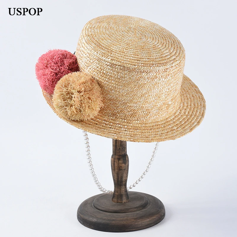 USPOP 2019 New Women straw sun hats natural wheat straw hats cute pompoms straw hat pearl straw beach hats
USPOP 2019 New Women straw sun hats natural wheat straw hats cute pompoms straw hat pearl straw beach hats