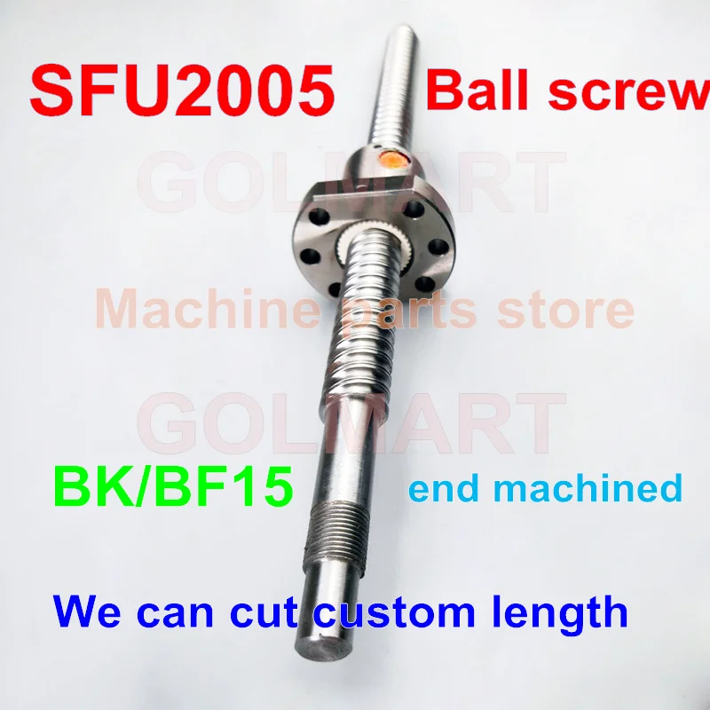 SFU2005 200 250 300 350 400 450 500 mm ball screw with flange single ball nut BK/BF15 end machined CNC parts
SFU2005 200 250 300 350 400 450 500 mm ball screw with flange single ball nut BK/BF15 end machined CNC parts