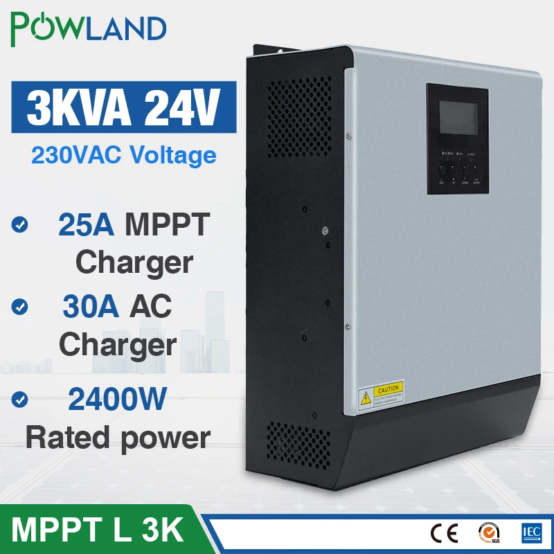 3KVA Solar Inverter 2400W 24V 220V Hybrid Inverter Pure Sine Wave Built-in MPPT Solar Controller Battery Charger inversor solar
3KVA Solar Inverter 2400W 24V 220V Hybrid Inverter Pure Sine Wave Built-in MPPT Solar Controller Battery Charger inversor solar