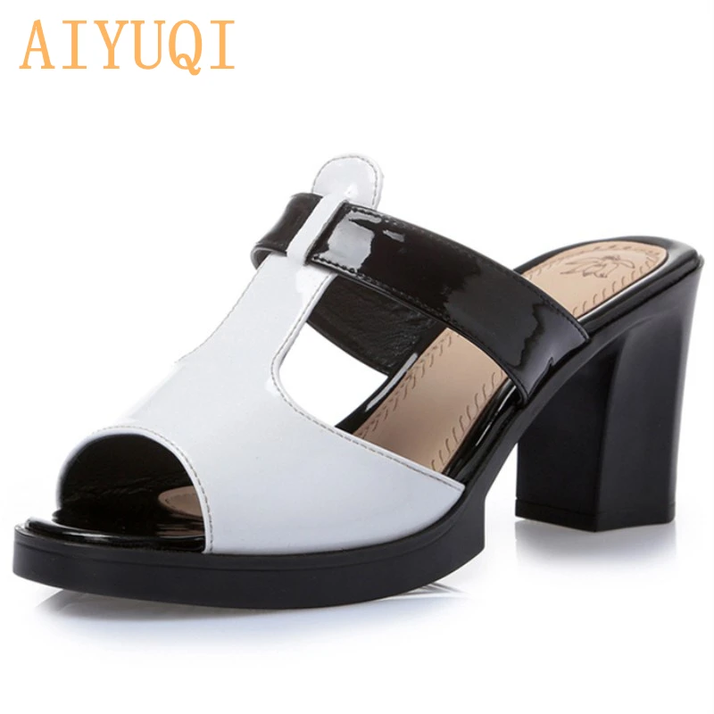 AIYUQI 2019 white Summer Microfiber Leather Women Sandals, Designer Square Heels Platform lady Sandals Sexy Slippers beach Shoes
AIYUQI 2019 white Summer Microfiber Leather Women Sandals, Designer Square Heels Platform lady Sandals Sexy Slippers beach Shoes