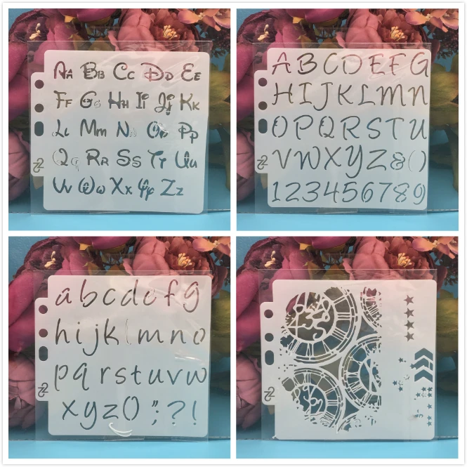 4Pcs/Set 14cm Alphabet Letters Gear DIY Layering Stencils Painting Scrapbook Coloring Embossing Album Decorative Card Template
4Pcs/Set 14cm Alphabet Letters Gear DIY Layering Stencils Painting Scrapbook Coloring Embossing Album Decorative Card Template