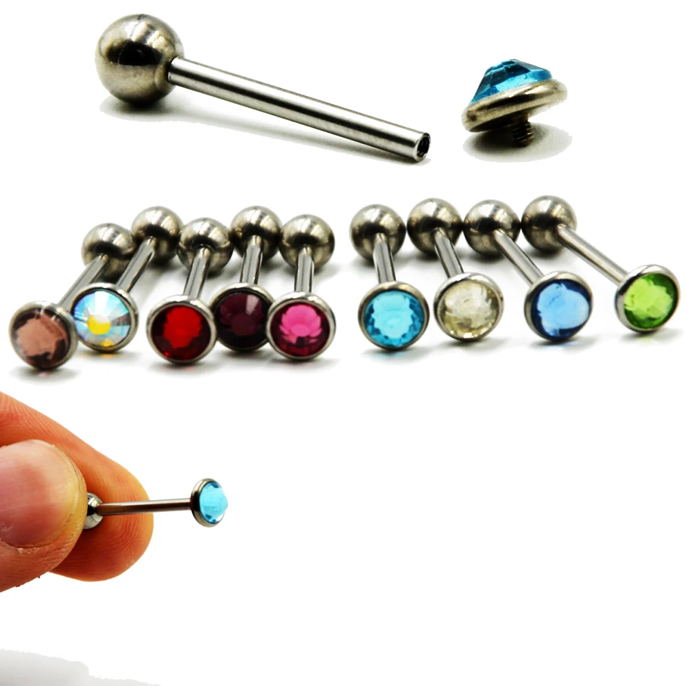 9 Pcs per Set 9 Color Mixed Flat CZ Gem Tongue Barbell Ring Piercing With Screw Fit Internally Thread Piercing Body Jewelry
9 Pcs per Set 9 Color Mixed Flat CZ Gem Tongue Barbell Ring Piercing With Screw Fit Internally Thread Piercing Body Jewelry