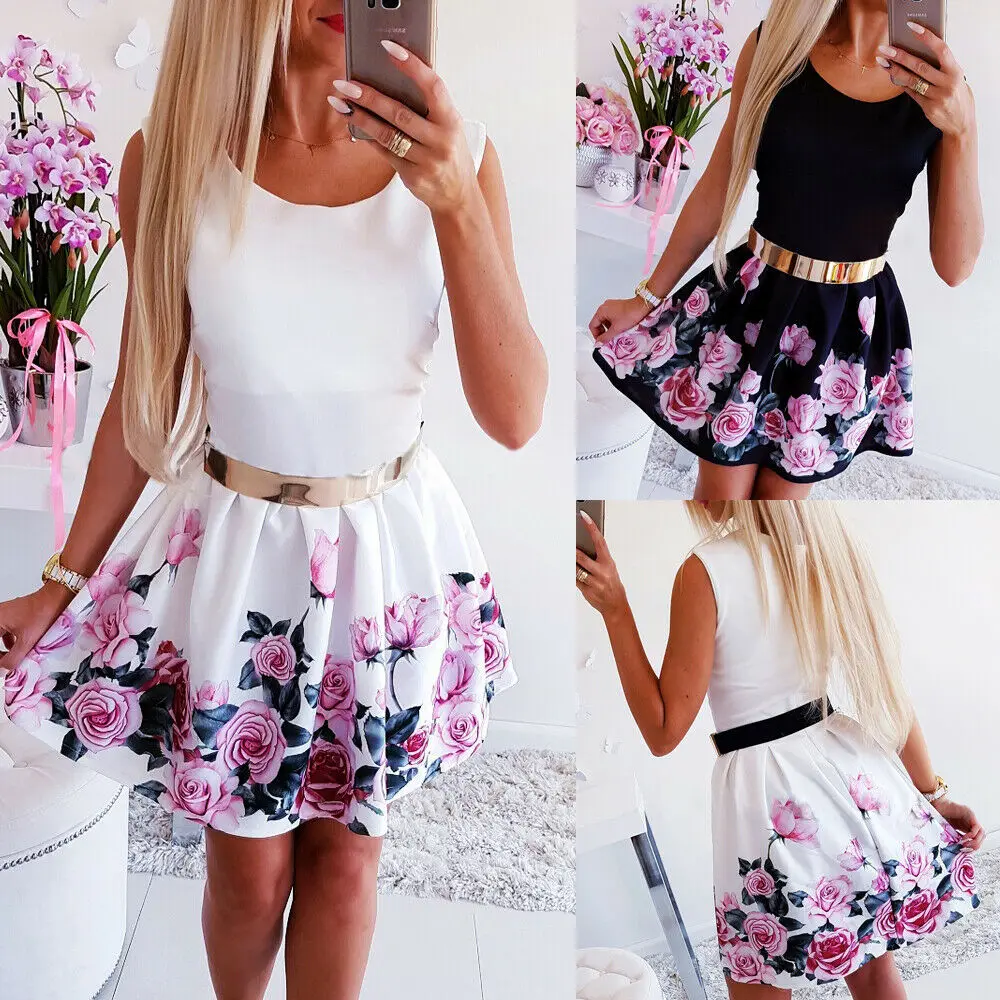 Summer Boho Beach Dress Women Tank Sleeve Rose Flower Print Pleated Short Mini Dress Female Sundress Vestidos for Evening Party
Summer Boho Beach Dress Women Tank Sleeve Rose Flower Print Pleated Short Mini Dress Female Sundress Vestidos for Evening Party