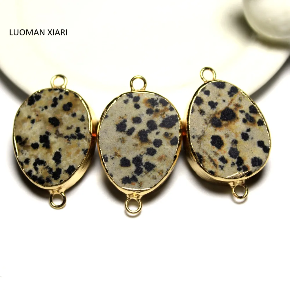 Wholesale Water Drop Shape Natural Dot DALMATION Stone Pendant 2 Circle Connection DIY Fit Necklaces For Jewelry Making
Wholesale Water Drop Shape Natural Dot DALMATION Stone Pendant 2 Circle Connection DIY Fit Necklaces For Jewelry Making