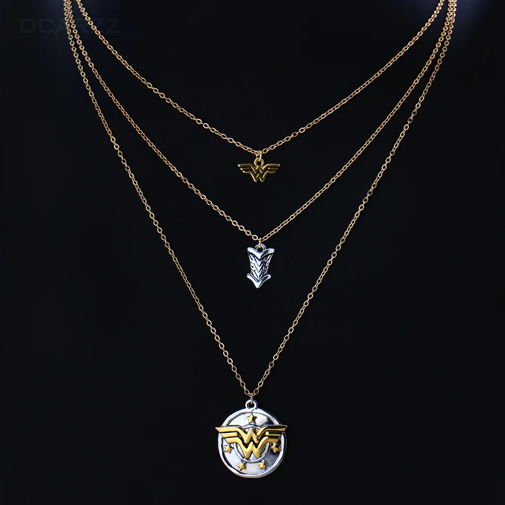 Wonder Woman Multilayer Necklaces Metal Long Necklace Wonder Woman Logo Pendants Movie Cosplay Accessories Jewelry Drop Shipping
Wonder Woman Multilayer Necklaces Metal Long Necklace Wonder Woman Logo Pendants Movie Cosplay Accessories Jewelry Drop Shipping