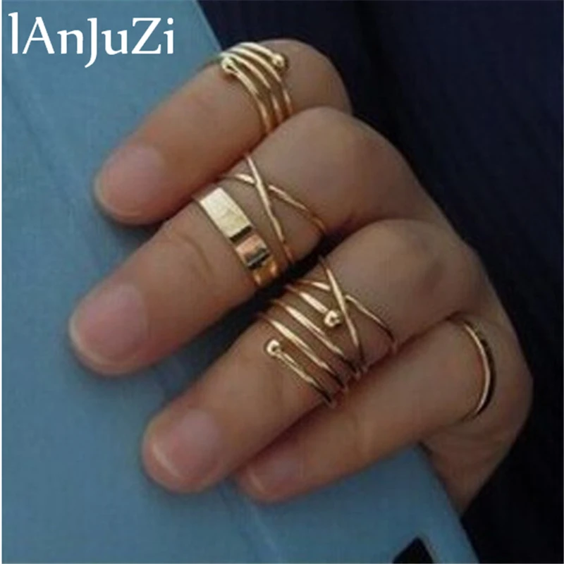 European Hyperbole Simple Design Midi Rings for Women Silver Gold Color 6PCS Set Knuckle Rings Gift for Party lr034
European Hyperbole Simple Design Midi Rings for Women Silver Gold Color 6PCS Set Knuckle Rings Gift for Party lr034