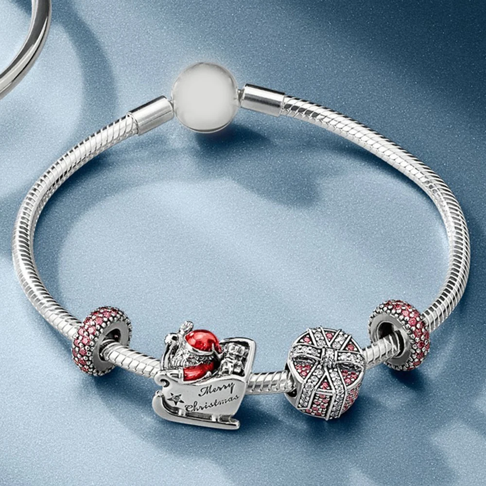 2019 NEW 100% 925 Sterling Silver 1:1 Christmas Shimmering Gift Charm Red Clear Sleighing Santa Charm Bracelet Set Free Shipping
2019 NEW 100% 925 Sterling Silver 1:1 Christmas Shimmering Gift Charm Red Clear Sleighing Santa Charm Bracelet Set Free Shipping
