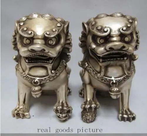Rare Chinese Silver Guardian Lion Foo Fu Dog Statue Pair 12cm High
Rare Chinese Silver Guardian Lion Foo Fu Dog Statue Pair 12cm High