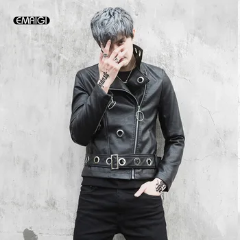 Men Leather Jacket Fashion Punk Gothic Motorcycle Jacket Male Slim Fit Short Leather Coat Rock Stage Show Costumes
Men Leather Jacket Fashion Punk Gothic Motorcycle Jacket Male Slim Fit Short Leather Coat Rock Stage Show Costumes