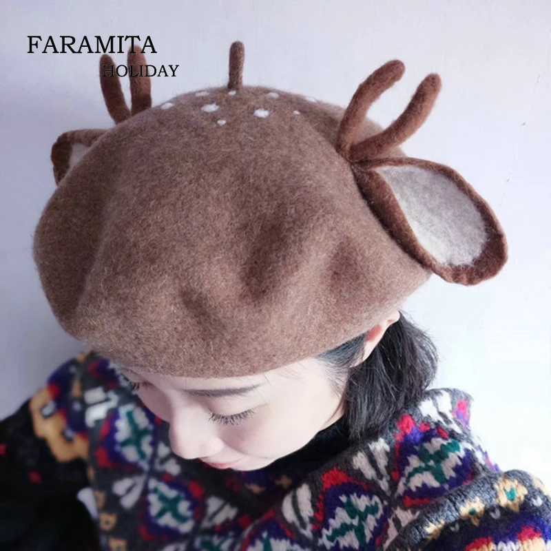 Faramita Holiday Forest Elk Christmas Gift Women Girls Kids Boys Winter Berets Hand-made Wool Felt Fuzzy Cute Ears Hats Caps
Faramita Holiday Forest Elk Christmas Gift Women Girls Kids Boys Winter Berets Hand-made Wool Felt Fuzzy Cute Ears Hats Caps