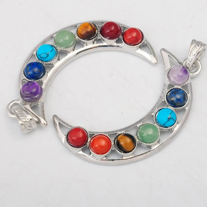 7 Chakra Stone Moon Pendant Handmade Wire Wrapped Natural Quartz Necklaces Yoga For Woman Gift
7 Chakra Stone Moon Pendant Handmade Wire Wrapped Natural Quartz Necklaces Yoga For Woman Gift