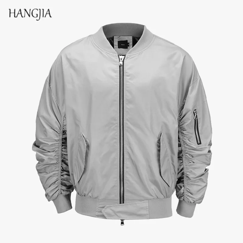 High Street Classic Elastic Pleated Sleeve MA1 Jacket Justin Bieber Autumn Winter Men's Solid Color Zipper Rock Bomber Outwear
High Street Classic Elastic Pleated Sleeve MA1 Jacket Justin Bieber Autumn Winter Men's Solid Color Zipper Rock Bomber Outwear