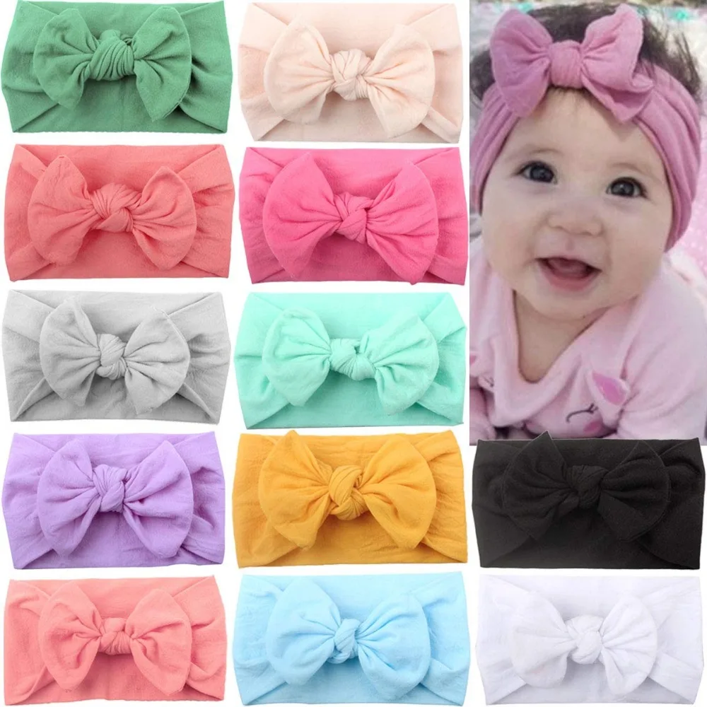 

12 Colors Super Stretchy Soft Knot Baby Girl Headbands with Hair Bows Head Wrap For Newborn Baby Girls Infant Toddlers Kids