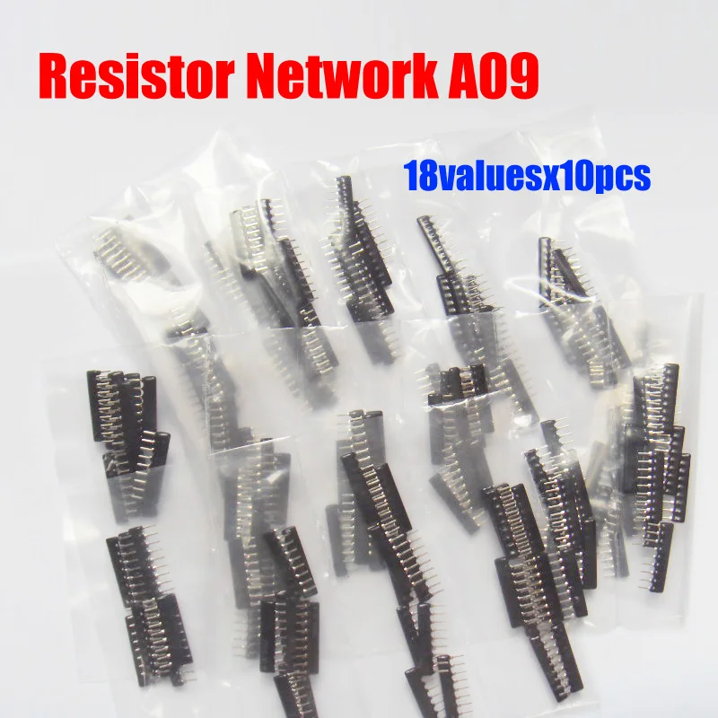 18valuesx10pcs=180pcs 9P Resistor Network A09 Resistor 2.54mm 9 Pin Respack-9