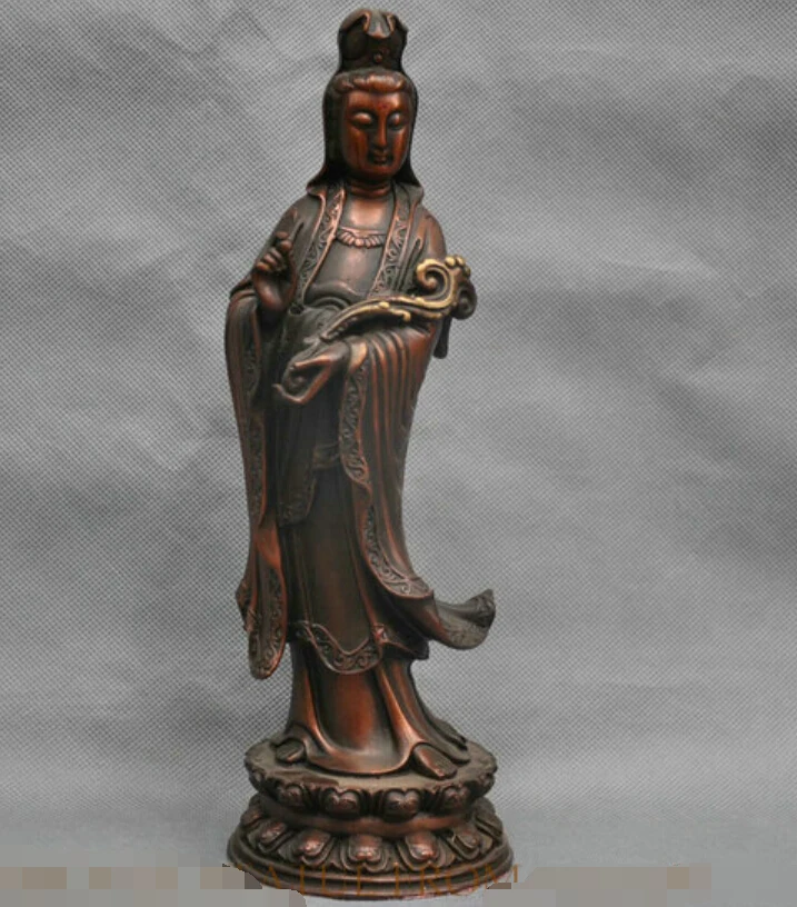 11'' China Kwan-yin Guanyin Avalokitesvara Buddha Hold Ruyi Flower Bronze Statue
11'' China Kwan-yin Guanyin Avalokitesvara Buddha Hold Ruyi Flower Bronze Statue