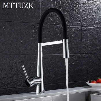 

MTTUZK Pull Out Kitchen Faucet Black Chrome Finish Dual Sprayer Nozzle Cold Hot Water Mixer Bathroom Faucet Torneira Cozinha