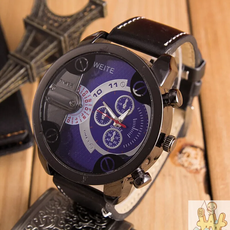 New Fashion Mens Analog Sport Steel Case Quartz Leather Wrist Watch For Male Clock Masculino Relojes | Наручные часы