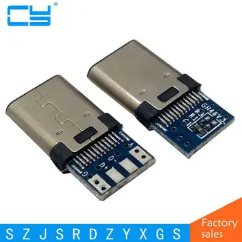 USB 3.1 Type C male plug Connector TYPE-C 3.1 with PCB board Welded wire type male connector 2.0 B
USB 3.1 Type C male plug Connector TYPE-C 3.1 with PCB board Welded wire type male connector 2.0 B