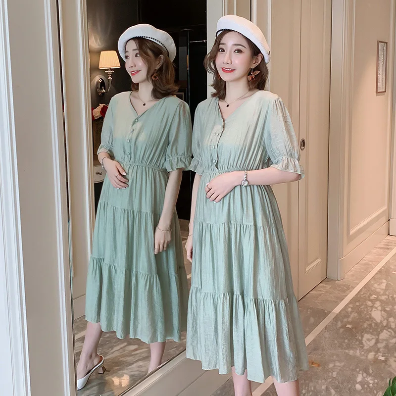 2019 Pregnant Women Summer V-neck Breastfeeding Dress Tall Waist Button Fly Lactation Clothes Postpartum Maternity Nursing Dress
2019 Pregnant Women Summer V-neck Breastfeeding Dress Tall Waist Button Fly Lactation Clothes Postpartum Maternity Nursing Dress