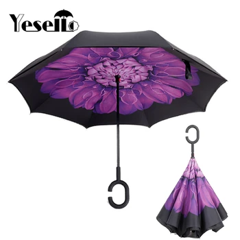 Yesello Purple Flower Double Layer Inverted Cars Reverse Rain Outdoor With C-Shaped Handle Umbrella
Yesello Purple Flower Double Layer Inverted Cars Reverse Rain Outdoor With C-Shaped Handle Umbrella