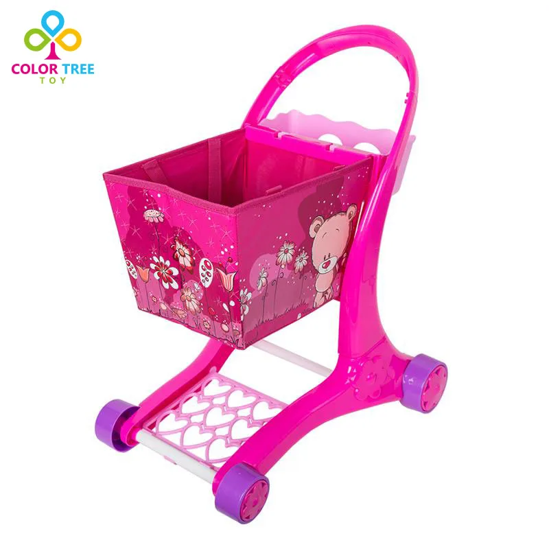 Розовая корзина для покупок имитационная тележка девочек милые игрушки ролевых
