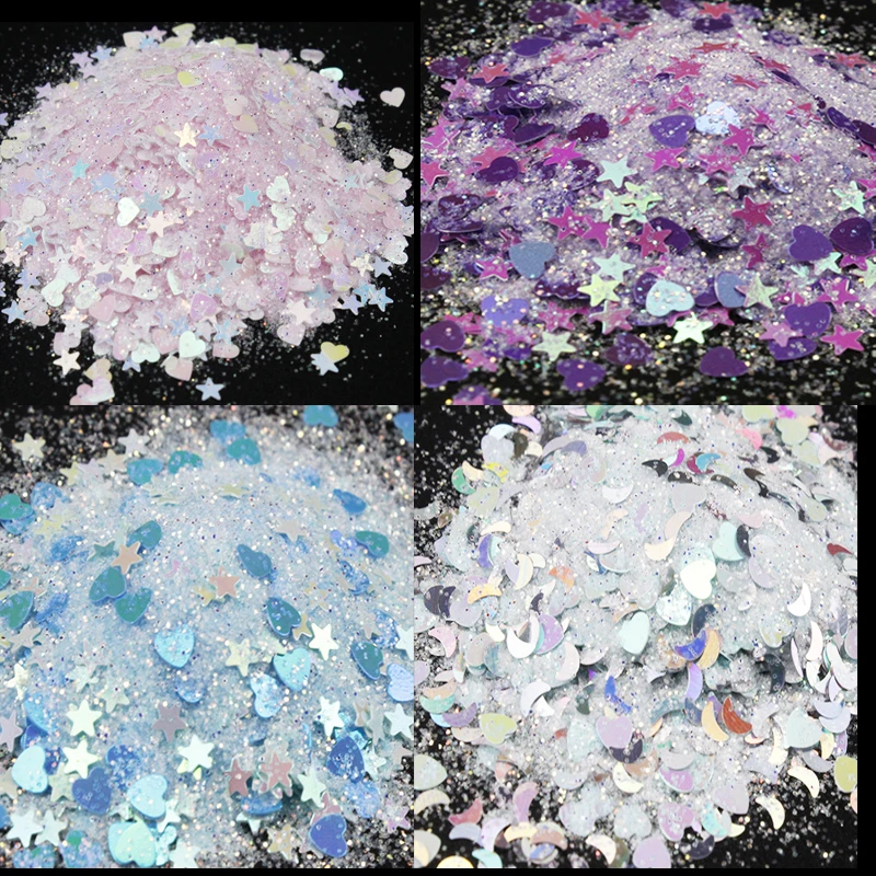 50g Grams Glitter Mix Holographic Laser Crescent Star Heart Moon Mixing Holographic Glitter FH001-7 for Glitter Nails Cosmetic,K
50g Grams Glitter Mix Holographic Laser Crescent Star Heart Moon Mixing Holographic Glitter FH001-7 for Glitter Nails Cosmetic,K