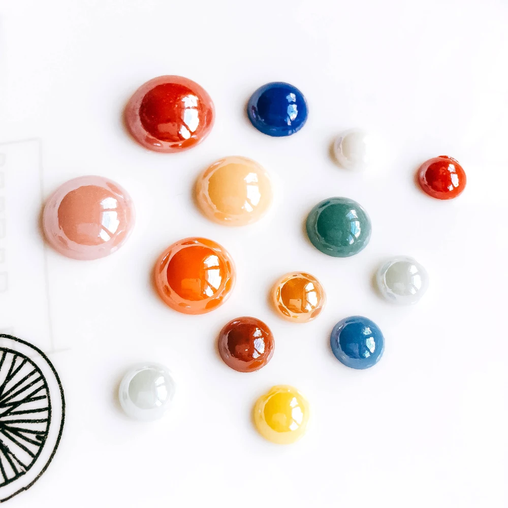 

Mixed Colors Ceramics Porcelain Glass Cabochons 8/10/12/14/16mm Flat Back Cameo Stone Supplies for DIY Jewelry Finding