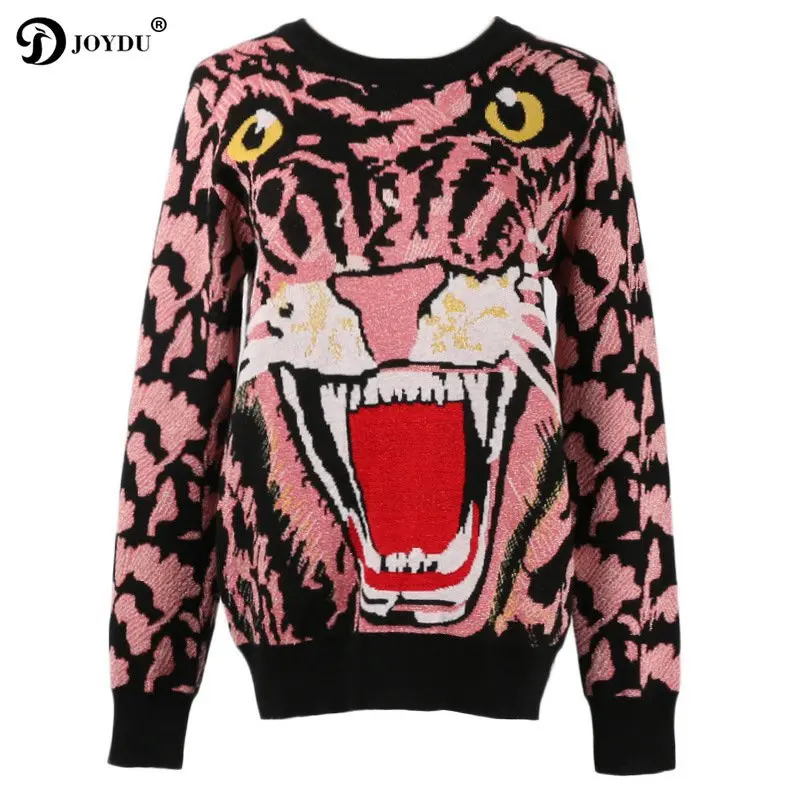 JOYDU 2018 Runway Winter Sweater Women Long Sleeve O-neck Leopard Tiger Head Pattern Vintage Knitted Jumper Casual sueter mujer
JOYDU 2018 Runway Winter Sweater Women Long Sleeve O-neck Leopard Tiger Head Pattern Vintage Knitted Jumper Casual sueter mujer