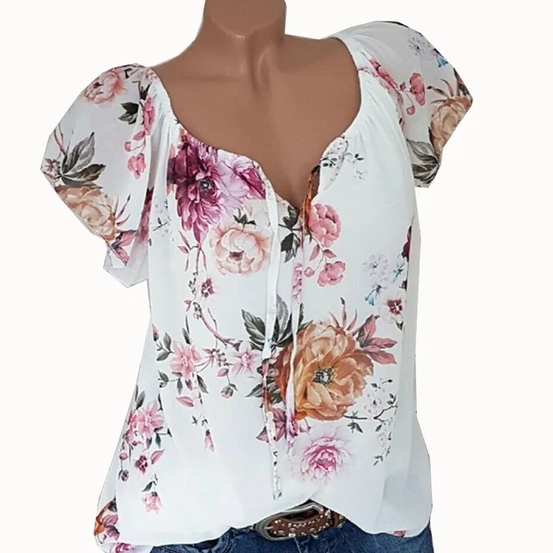 Chiffon Blouse 2019 Fashion Short Sleeve Women Blouses Tops V Collar Floral Print Office Shirt Casual Tops Blusas Chemise Femme
Chiffon Blouse 2019 Fashion Short Sleeve Women Blouses Tops V Collar Floral Print Office Shirt Casual Tops Blusas Chemise Femme