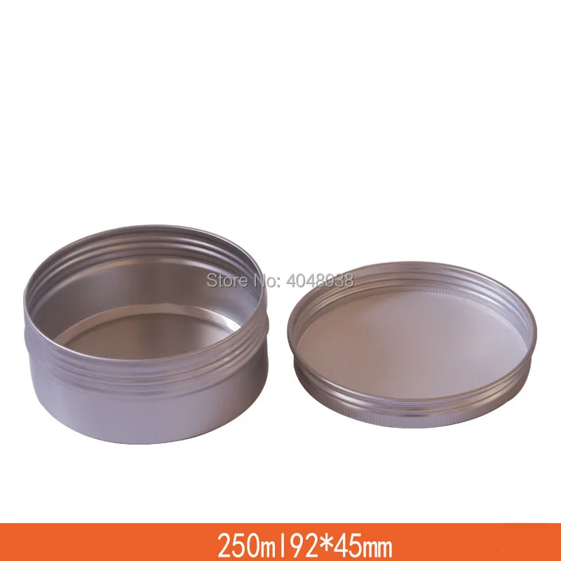 10PCSlot Empty Aluminum Pot Aroma Candle Packing Box Plasticine Storage Case Round Cosmetic Cream Jar 250ML 250G Lip Gloss Box