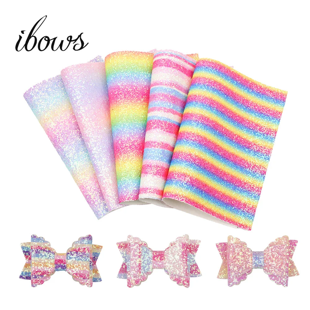 IBOWS 22*30CM Glitter Synthetic Leather Sheet Gradient Rainbow Chunky Glitter Faux Leather Wedding Decor DIY Bags Bows Materials
IBOWS 22*30CM Glitter Synthetic Leather Sheet Gradient Rainbow Chunky Glitter Faux Leather Wedding Decor DIY Bags Bows Materials