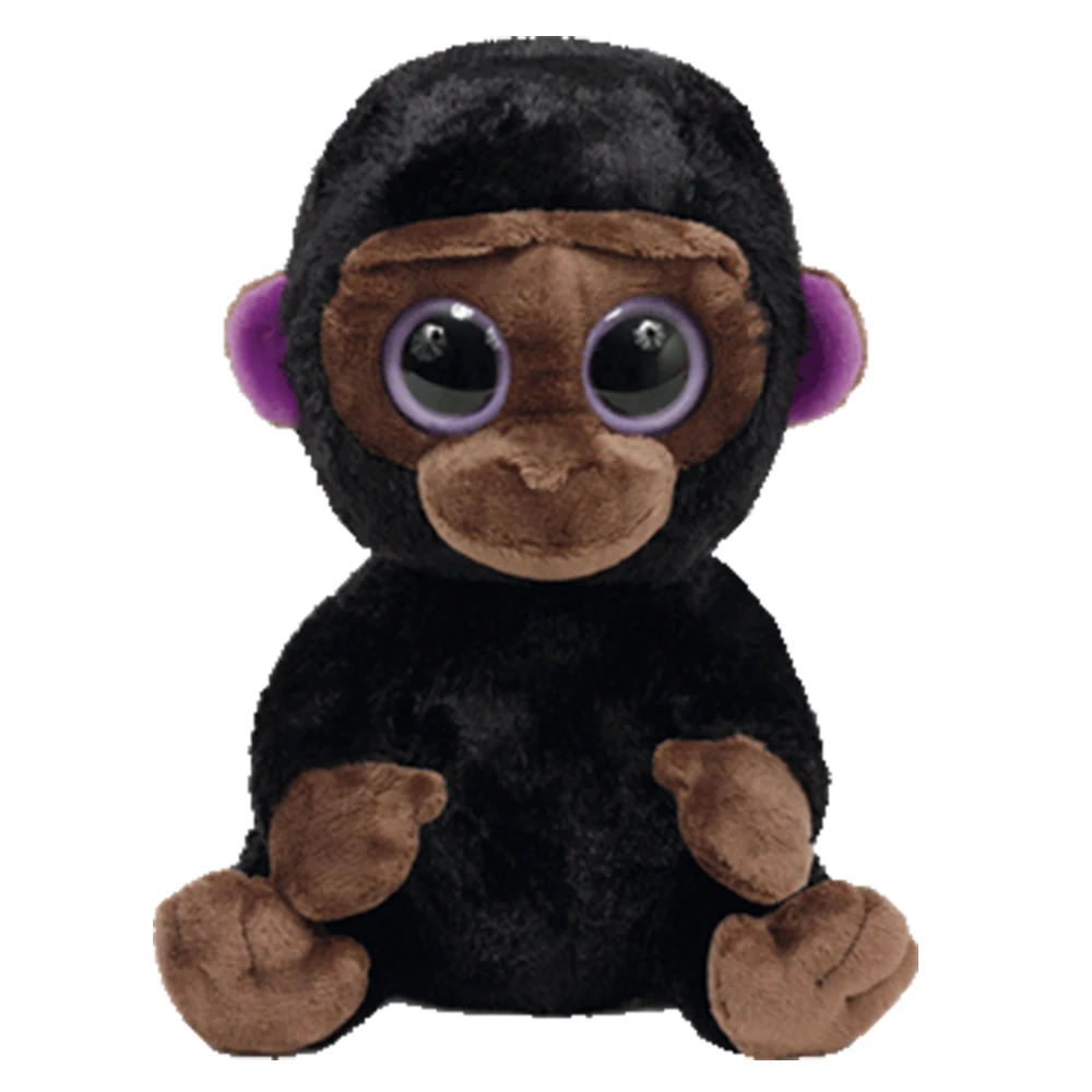 

Pyoopeo Ty Beanie Boos 6" 15cm Romeo the Gorilla Plush Regular Soft Big-eyed Stuffed Animal Collectible Doll Toy for Kid Child