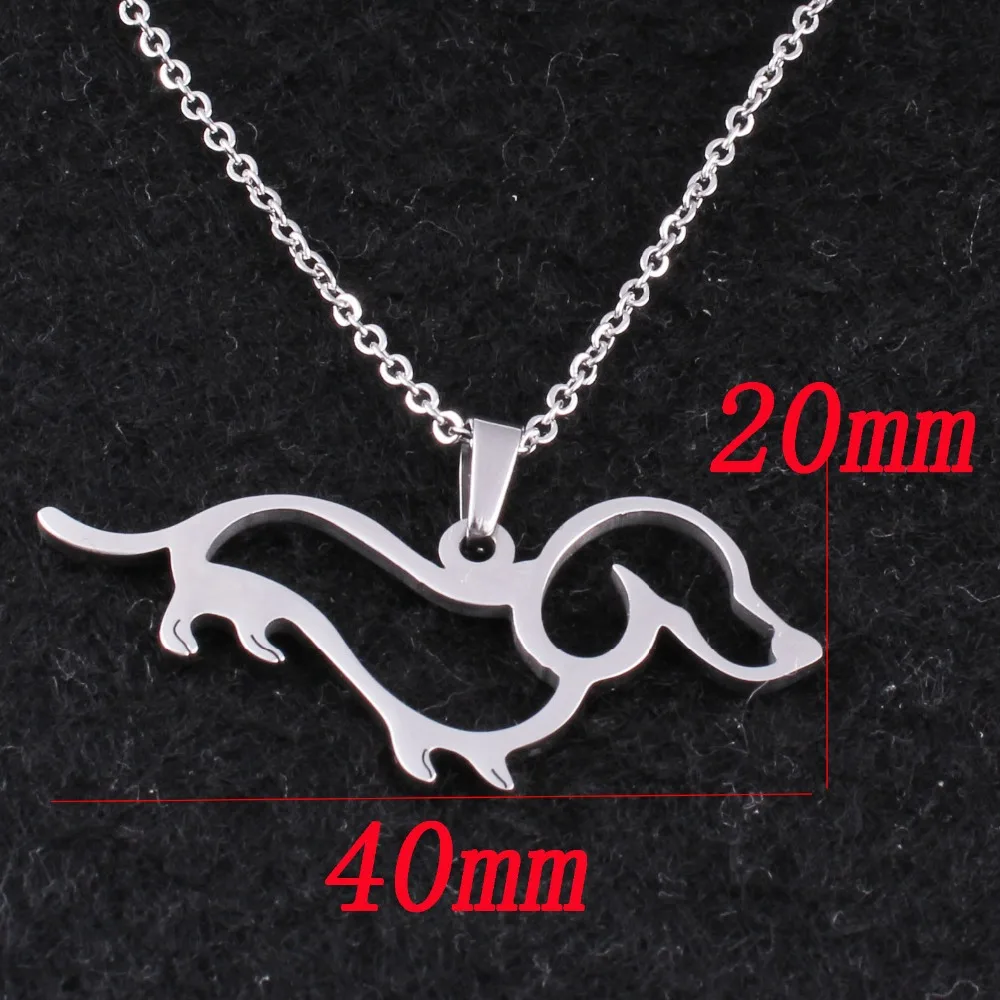 AMORUI Women Gold Silver Dachshund Chain Pendant & Necklace Dog Puppy Pet Necklaces Fashion Trendy Women Animal Pendant Collier 18