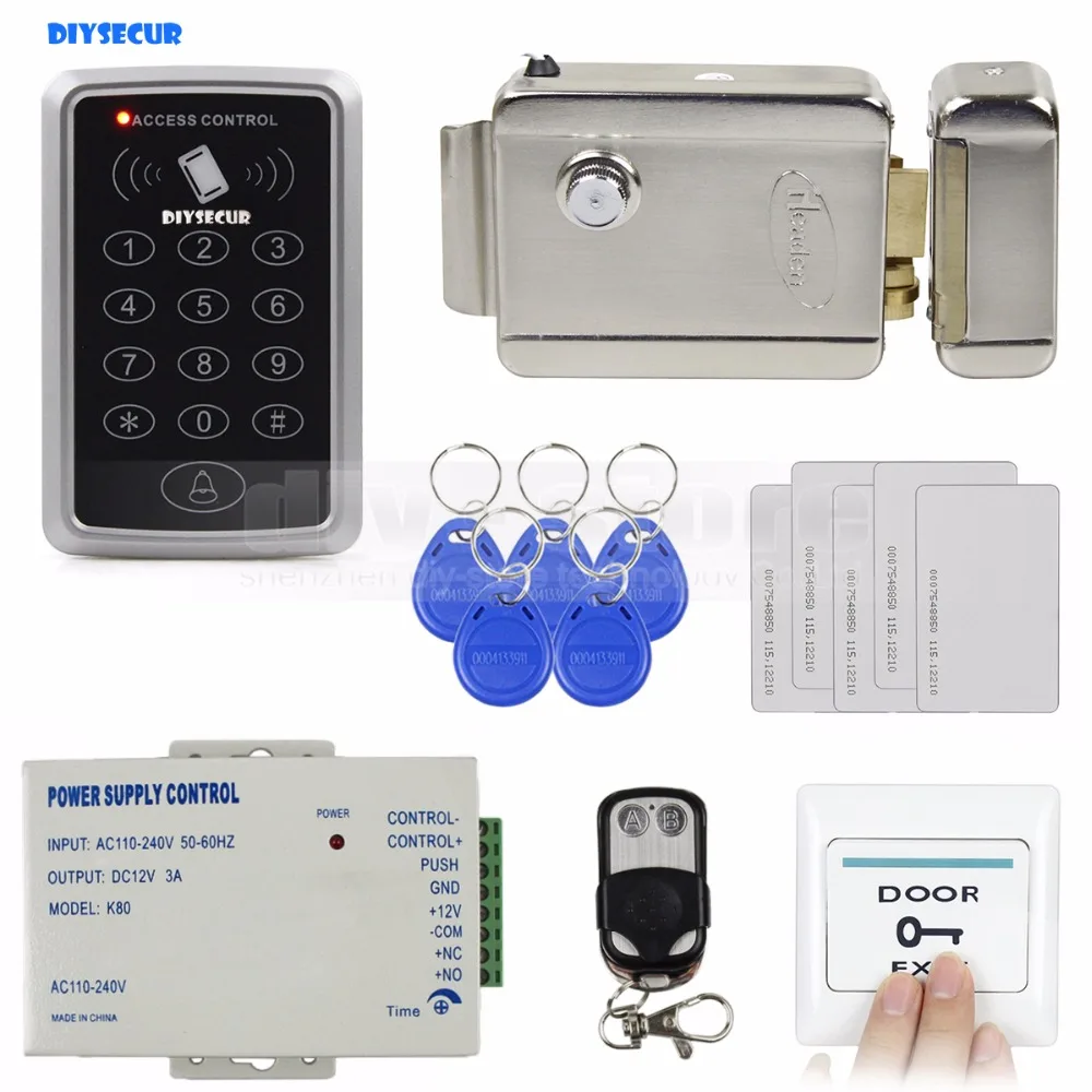 DIYSECUR Remote Control 125KHz Rfid Access Control System Full Kit Set + Electronic Door Lock + Power Supply + Exit Button
DIYSECUR Remote Control 125KHz Rfid Access Control System Full Kit Set + Electronic Door Lock + Power Supply + Exit Button