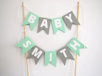 Personalised mint grey name baby cake bunting topper banner first girl christening baptism Party baby shower decor
Personalised mint grey name baby cake bunting topper banner first girl christening baptism Party baby shower decor