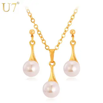 U7 Simulated Pearl Necklace Set For Women Gold/Silver Color Necklace Earrings Party Jewelry Sets S486
U7 Simulated Pearl Necklace Set For Women Gold/Silver Color Necklace Earrings Party Jewelry Sets S486