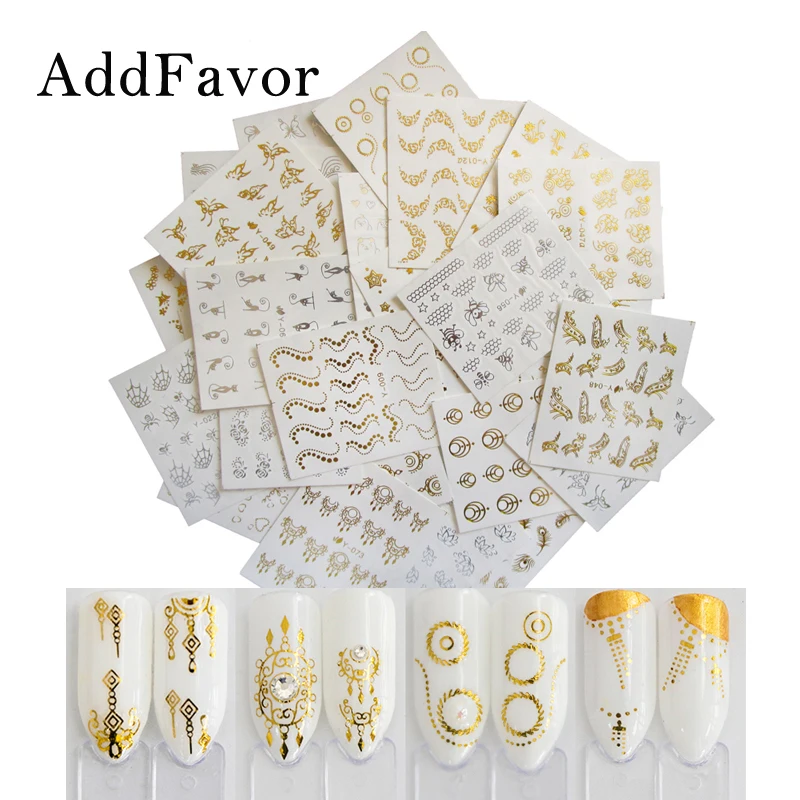 Addfavor 30Pcs Gold Silver Nail Water Sticker Mixed Design Metallic Nails Decorations Stickers Decal Nail Art Manicure Tips
Addfavor 30Pcs Gold Silver Nail Water Sticker Mixed Design Metallic Nails Decorations Stickers Decal Nail Art Manicure Tips