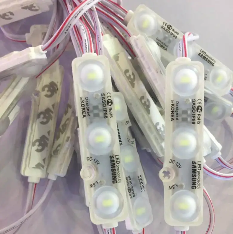 IP68 Samsung 5630 led module Light Advertising lamp 1.5W 3Leds Sign Backlights Waterproof 12V Cool white Red Green Blue
IP68 Samsung 5630 led module Light Advertising lamp 1.5W 3Leds Sign Backlights Waterproof 12V Cool white Red Green Blue