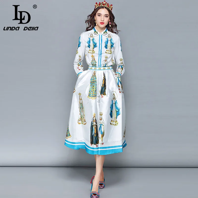 LD LINDA DELLA Spring Fashion Designer Skirt Two Pieces Set Women's Long Sleeve Printed Blouses + Casual Skirts Set Suit
LD LINDA DELLA Spring Fashion Designer Skirt Two Pieces Set Women's Long Sleeve Printed Blouses + Casual Skirts Set Suit